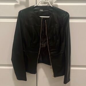 Zara Faux Leather  Jacket Size M Black